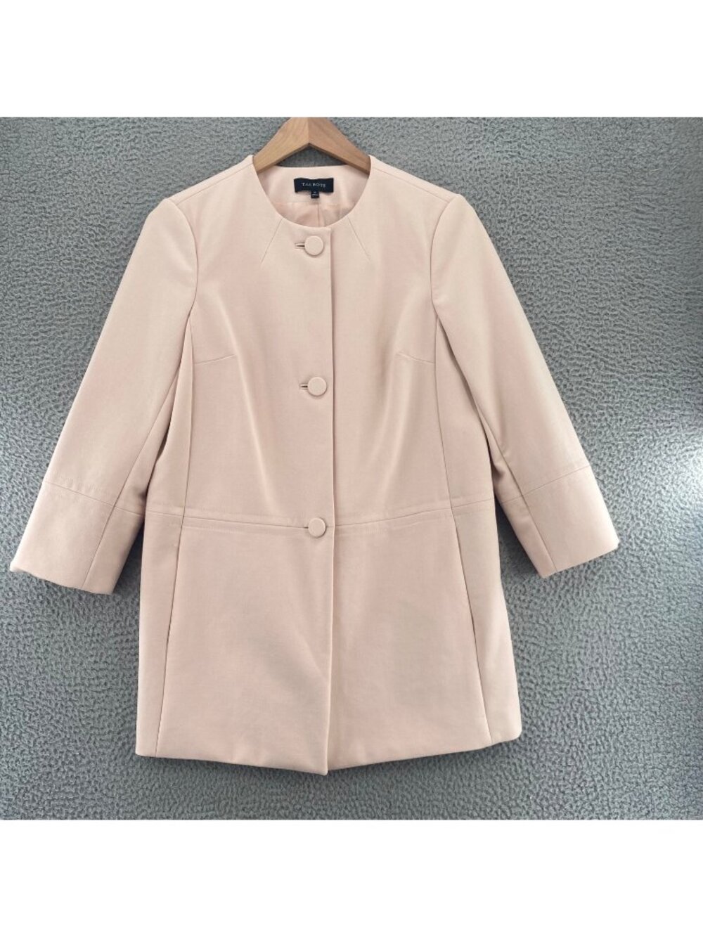 Talbots Blazer Womens 10 Pink Stretch Long Button Up Pockets Jacket Long Sleeve